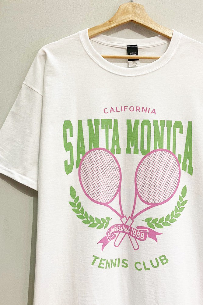 Santa Monica Tennis Club Oversized Short Sleeve Tee - White