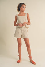 Load image into Gallery viewer, Monument Sleeveless Crossed Back Detail Linen Top - Oatmeal
