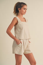 Load image into Gallery viewer, Monument Sleeveless Crossed Back Detail Linen Top - Oatmeal
