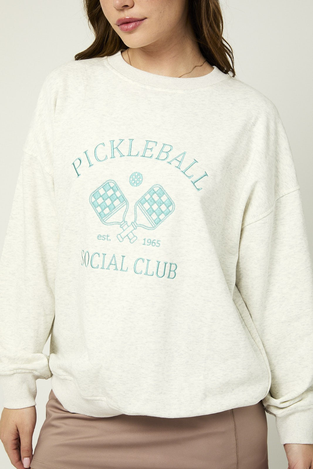 Pickleball Social Club Crewneck Sweatshirt Pullover - Gray Blue