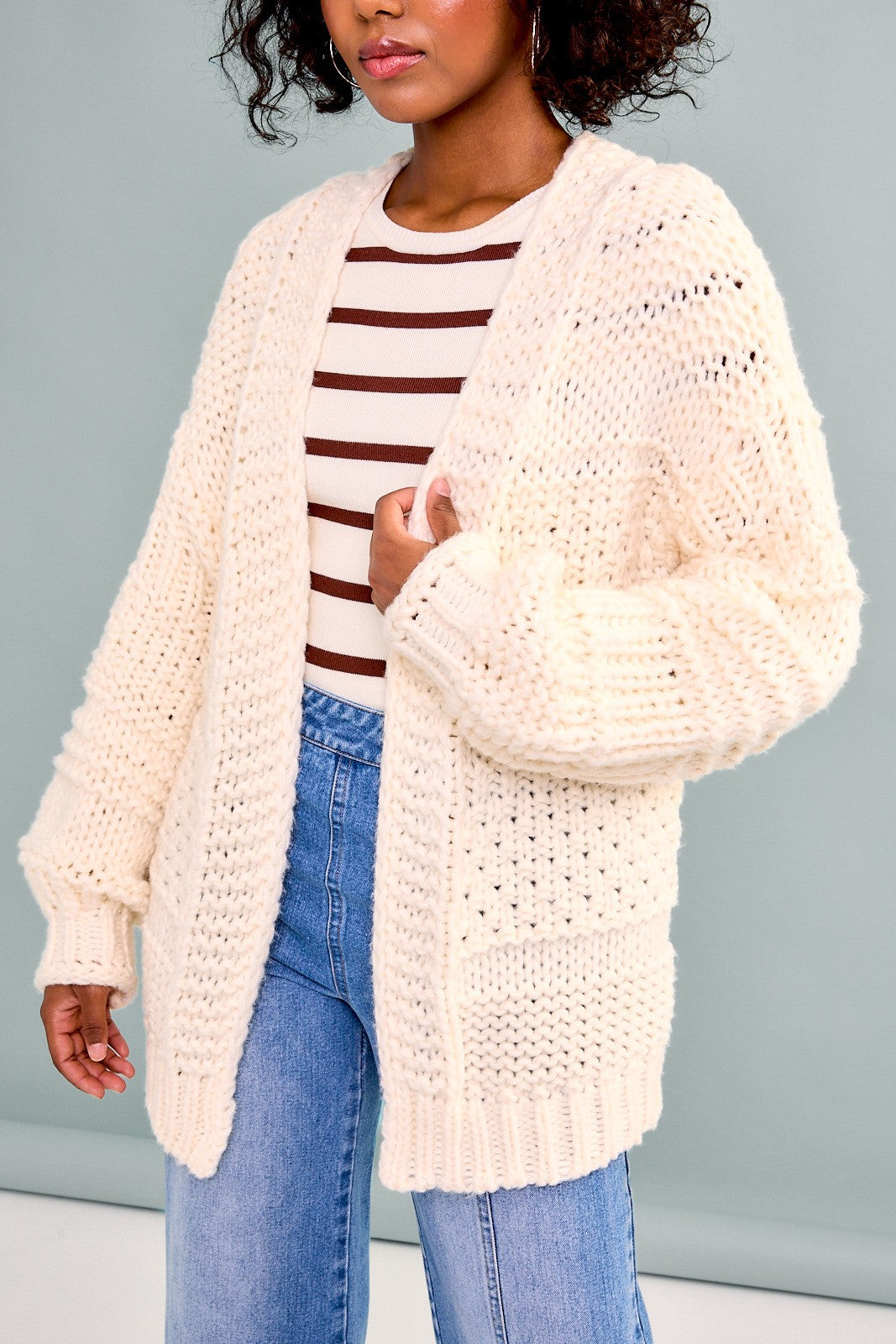 Open knit cardigan online