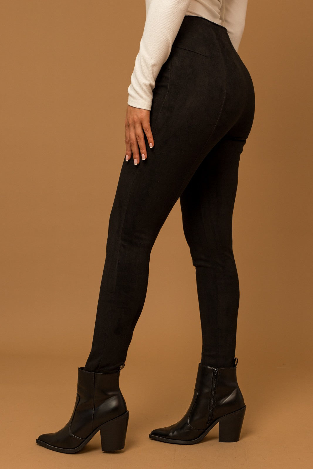 zSALE Anna Suede Black Motto Leggings - Black