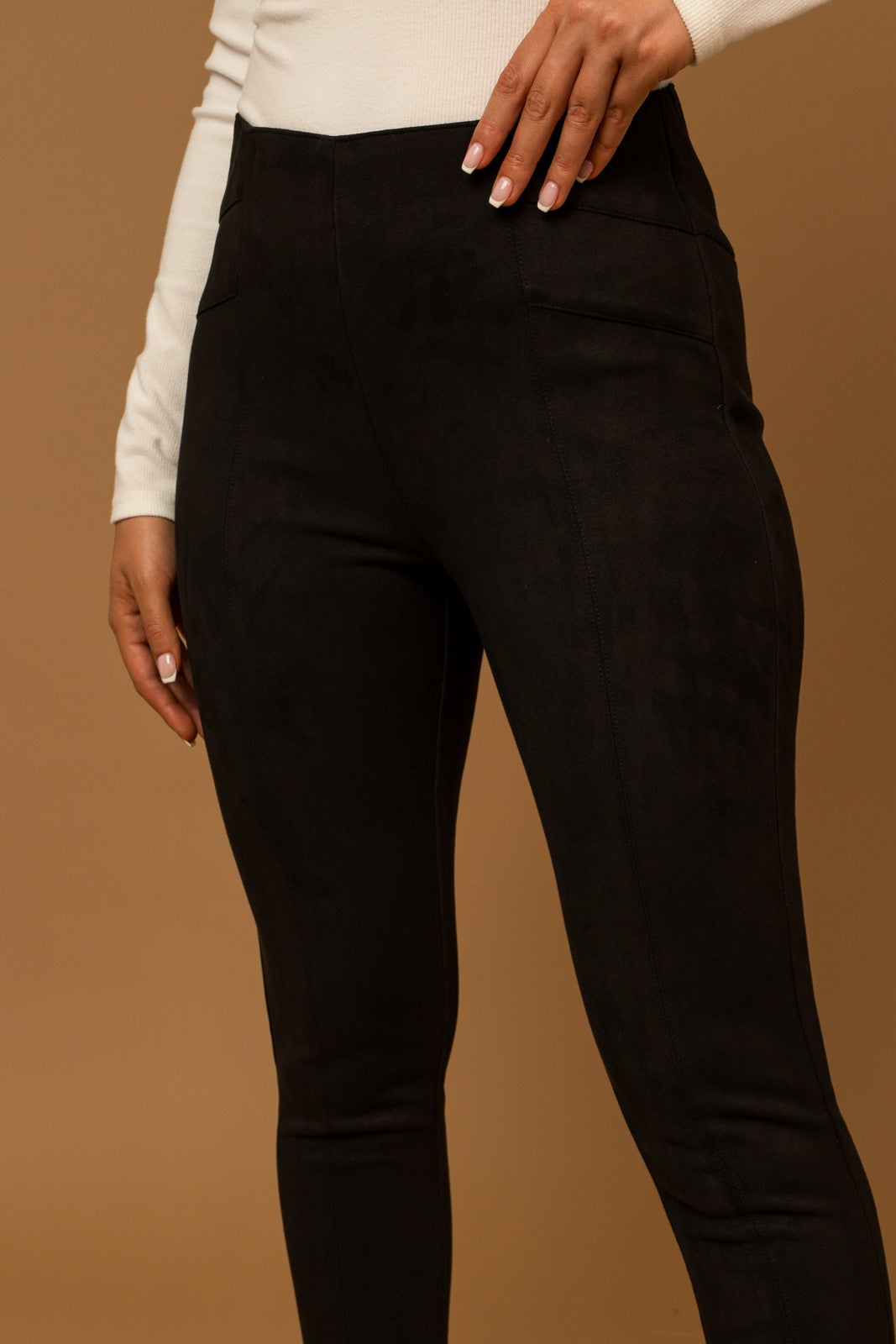 zSALE Anna Suede Black Motto Leggings - Black