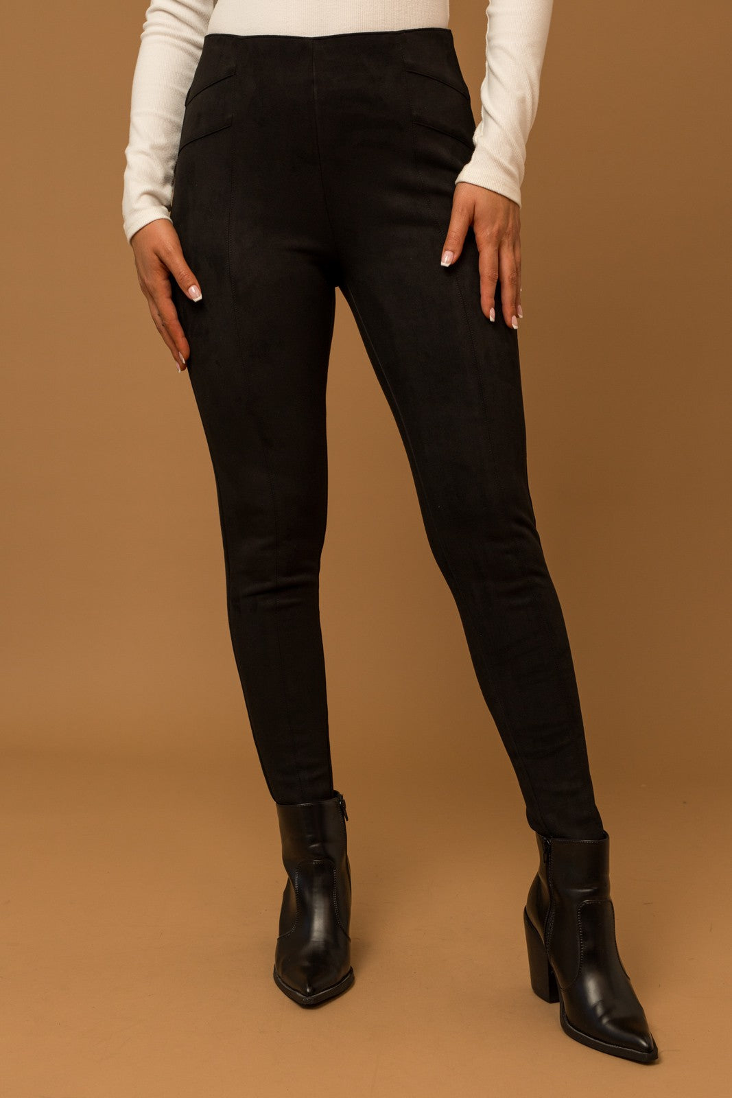 zSALE Anna Suede Black Motto Leggings - Black