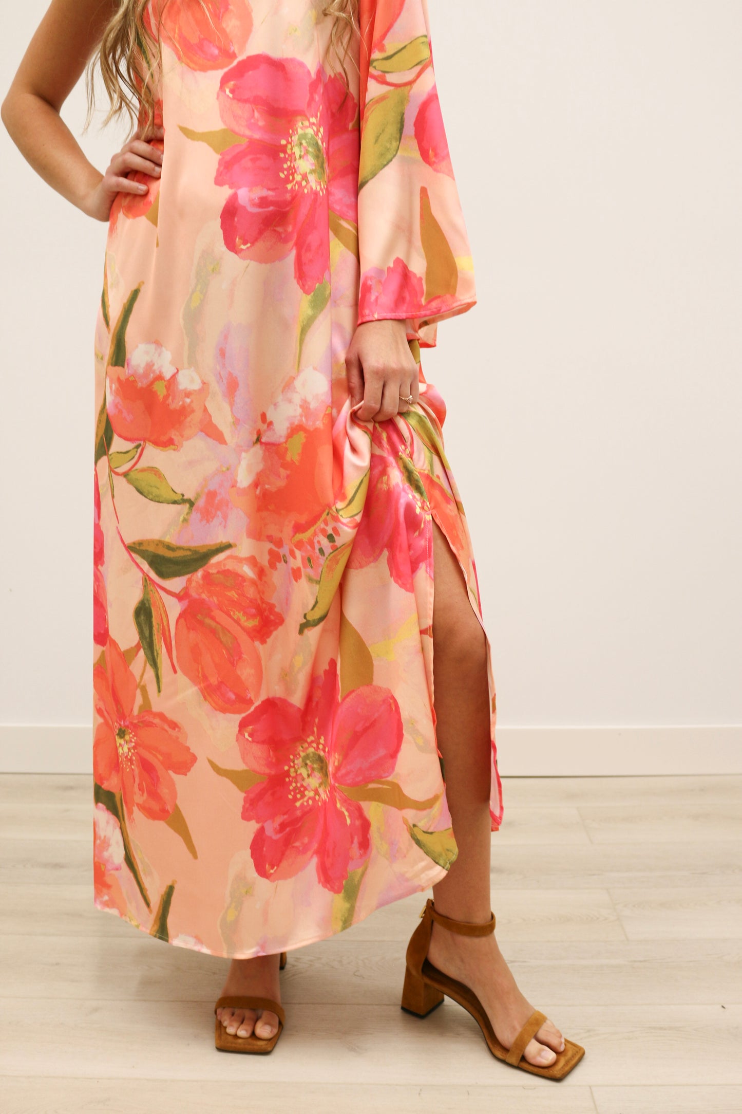 Tessa Floral One Shoulder Maxi Dress - Pink Multi
