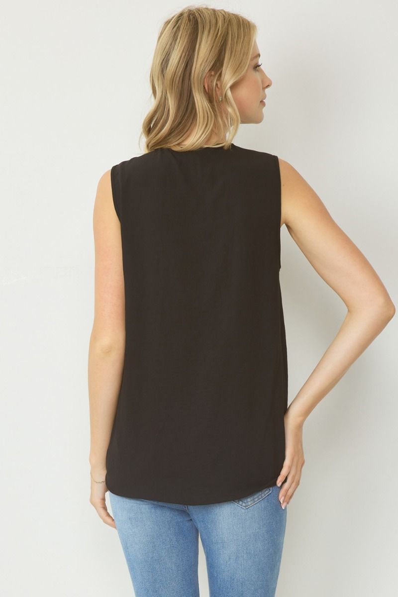 Essentials Basic Woven Tank - Black