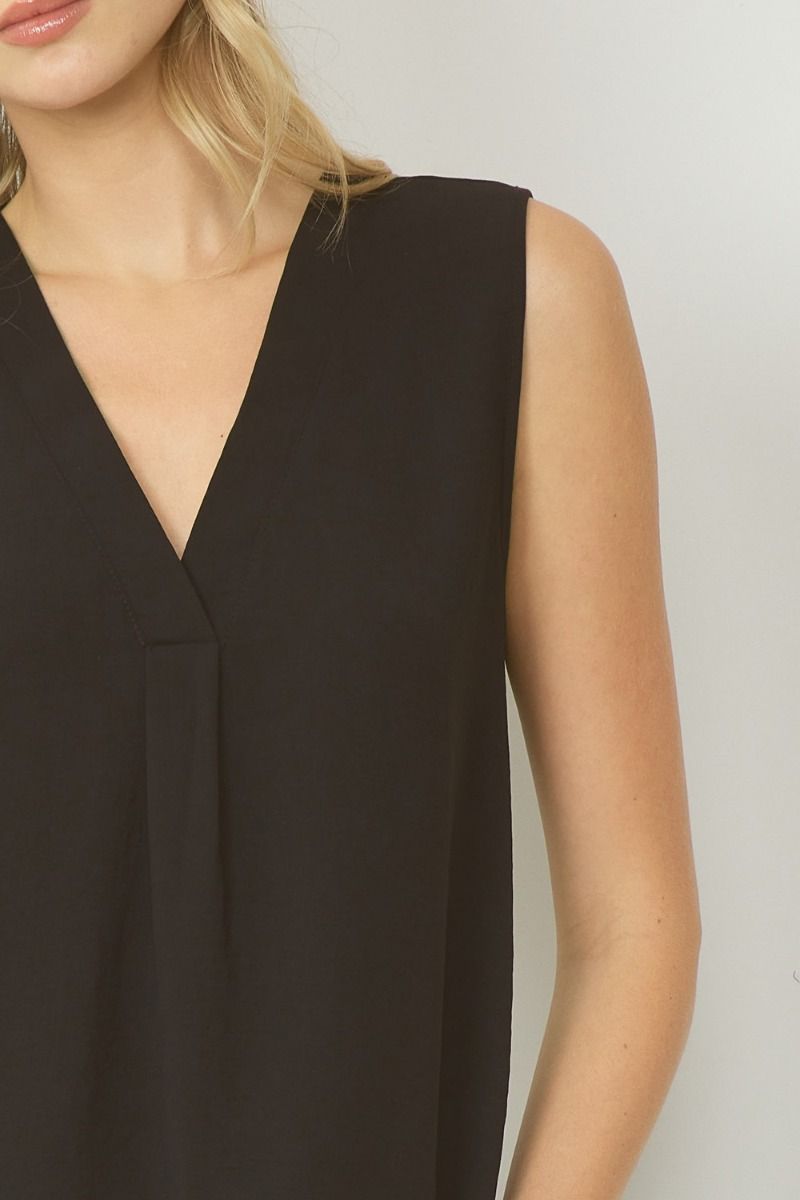 Essentials Basic Woven Tank - Black