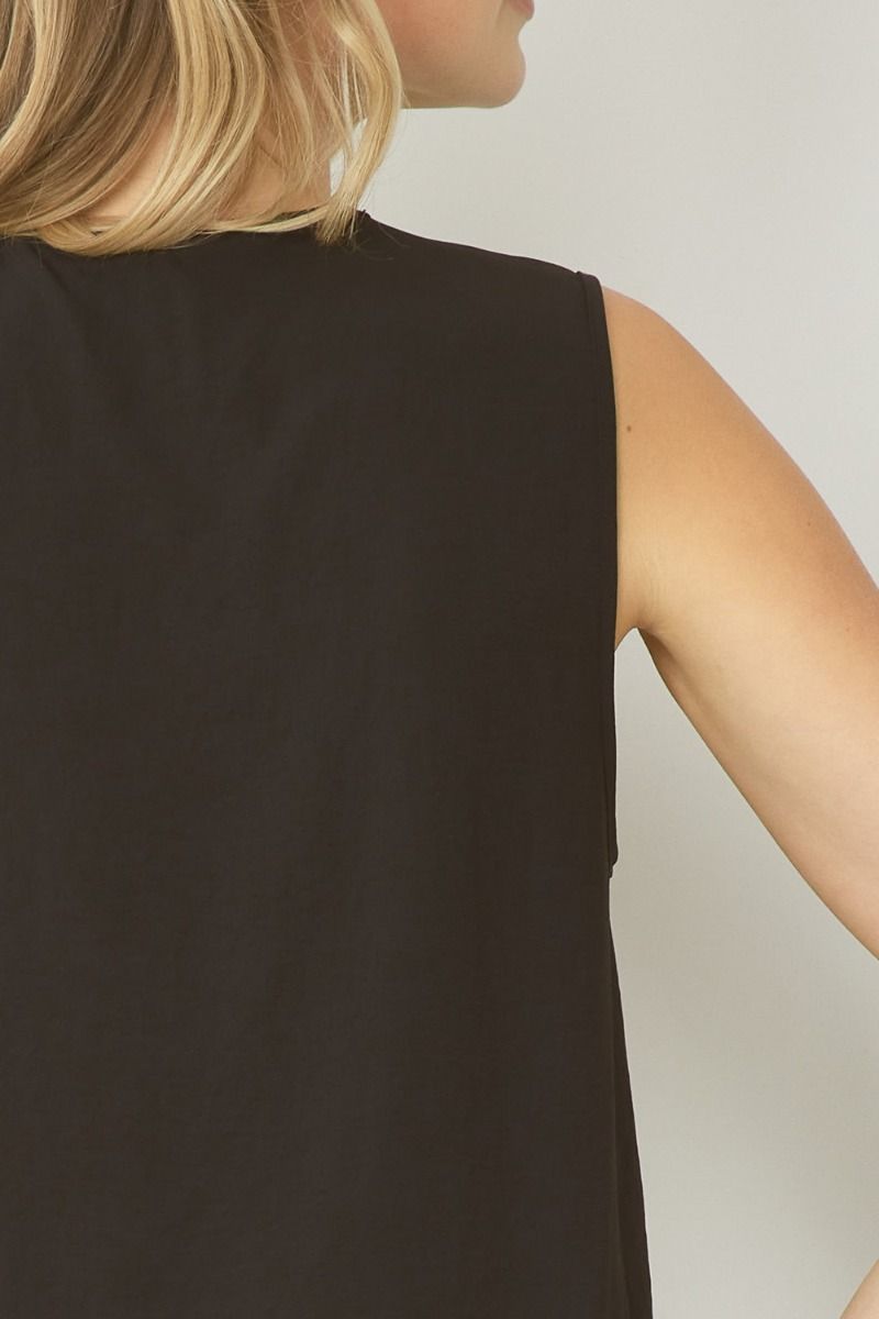 Essentials Basic Woven Tank - Black