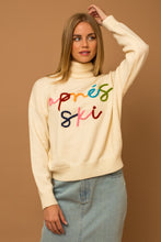 Load image into Gallery viewer, zSALE Apres Ski 3D Letter Long Sleeve Turtleneck Sweater - Ivory Multi

