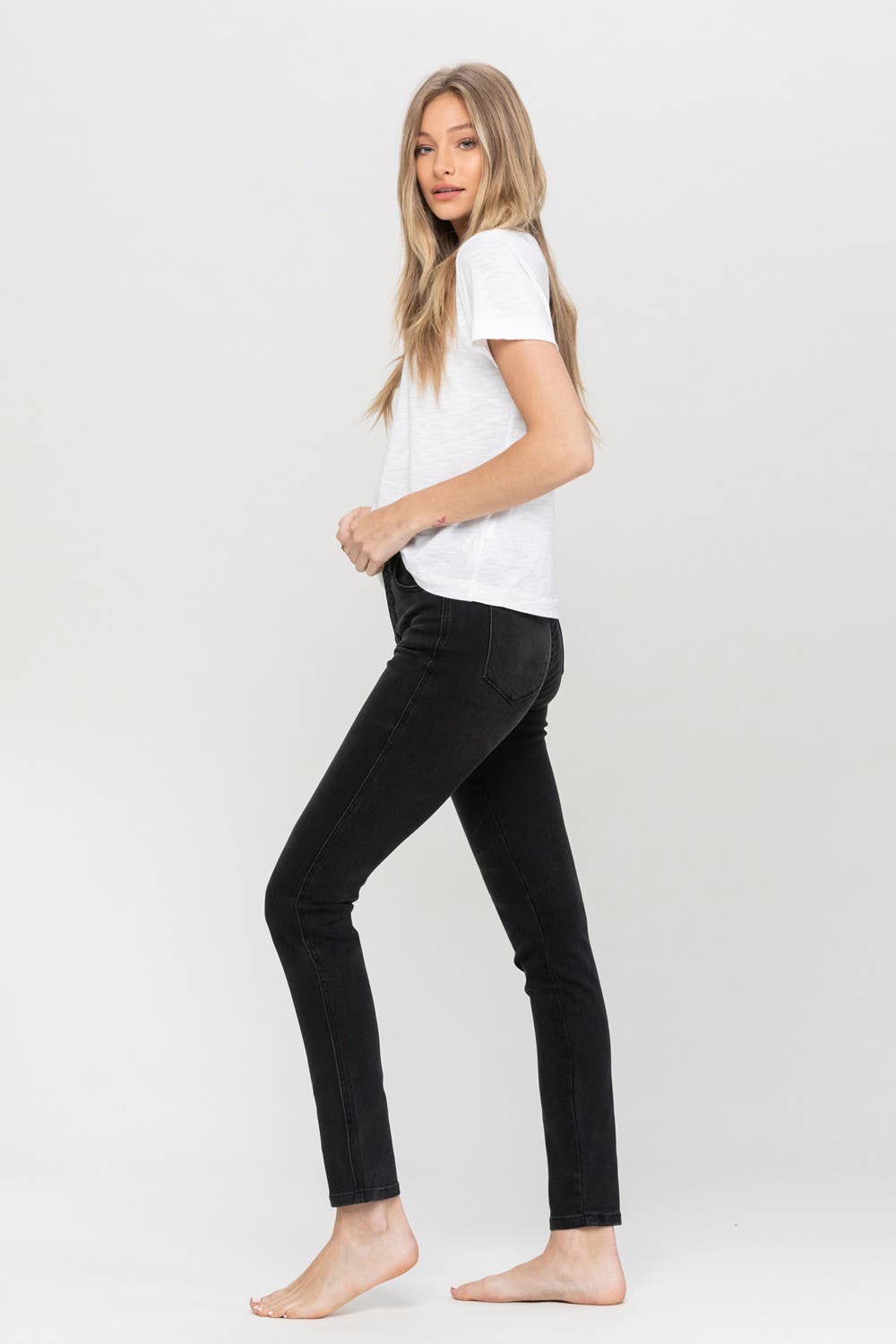 Haylie High Rise Button Up Skinny Jean - Black