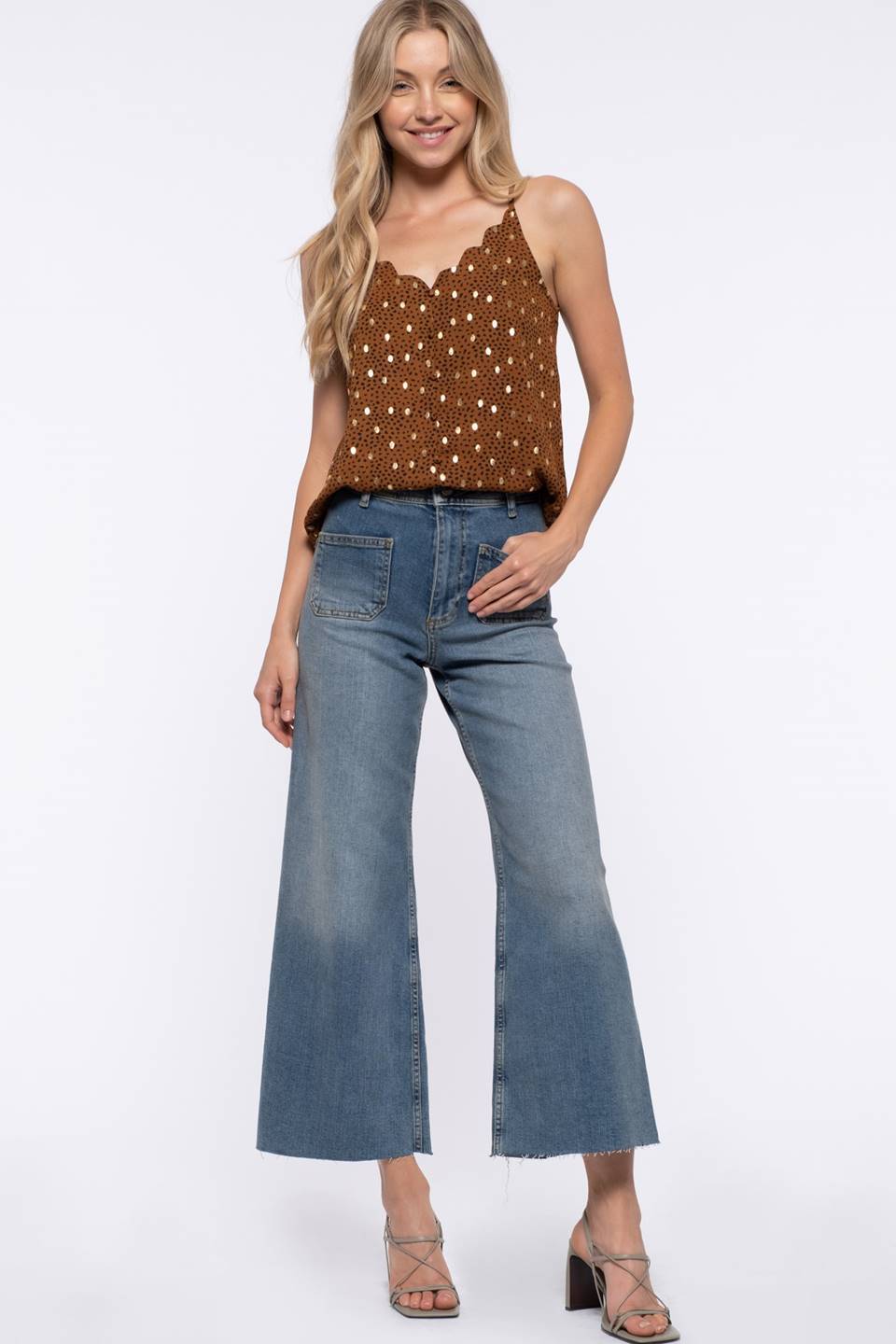 zSALE Brie Gold Speckled Cami - Camel & Black