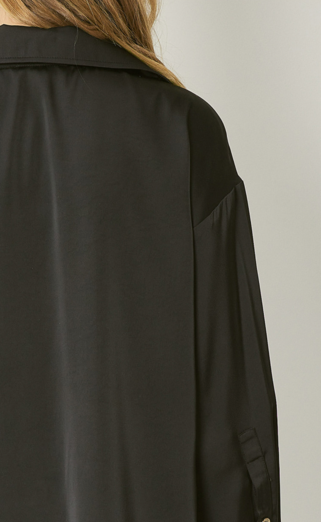 Amanda Silky Shine Button Up Woven Blouse - Black