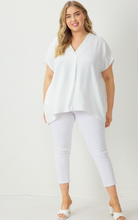 Load image into Gallery viewer, zSALE Curve Everett Essential V-Neck Relaxed Fit Short Sleeve Blouse - Off White
