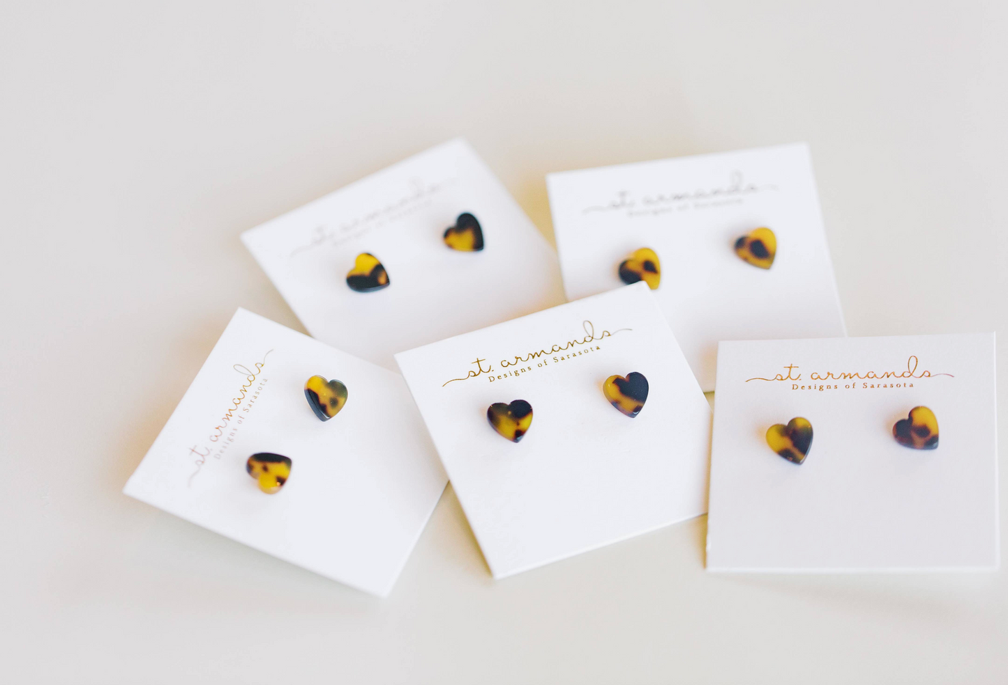 Heart Shaped Classic Brown Tortoise Stud Earrings