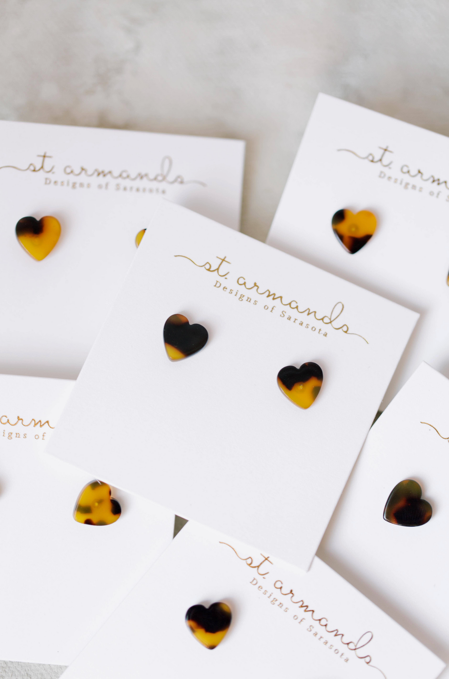 Heart Shaped Classic Brown Tortoise Stud Earrings