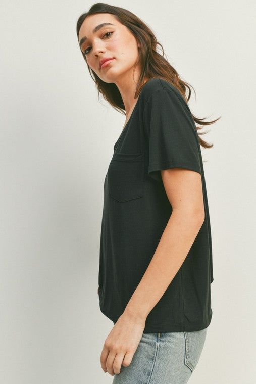 Taylor Essential Knit Pocket Short Sleeve Tee - Black