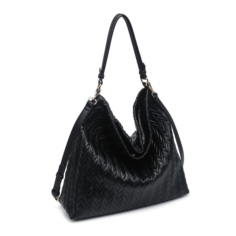 Harley Textured Vegan Leather Hobo Handbag - Black