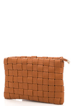 Load image into Gallery viewer, Sydney Faux Leather Basket Weave Clutch Handbag - Dark Camel
