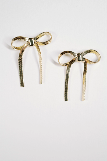 Mini Gold Duster Bow Earrings