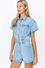 Load image into Gallery viewer, Nashville Short Sleeve Denim Romper Onesie - Light Wash Denim
