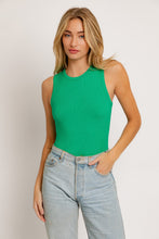 Load image into Gallery viewer, Essential Round Neck Stretch Knit Tank Bodysuit - Kelly Green
