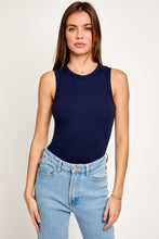 Load image into Gallery viewer, Essential Round Neck Stretch Knit Tank Bodysuit - Navy
