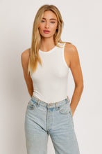 Load image into Gallery viewer, Essential Round Neck Stretch Knit Tank Bodysuit - White
