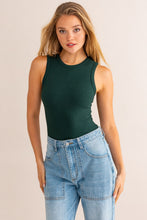 Load image into Gallery viewer, Essential Round Neck Stretch Knit Tank Bodysuit - Emerald Green
