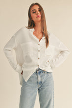 Load image into Gallery viewer, Fleur Double Gauze Relaxed Long Sleeve Button Up Shirt - White
