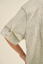Load image into Gallery viewer, Anais Double Gauze Relaxed Button Up Short Sleeve Shirt - Washed Stone
