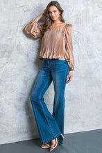 Load image into Gallery viewer, Carrie Sweetheart Neckline Pleated Long Sleeve Blouse - Bronze
