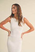 Load image into Gallery viewer, Élise Patterned Rib Knit Sleeveless Midi Dress with Slit - Butter
