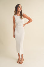 Load image into Gallery viewer, Élise Patterned Rib Knit Sleeveless Midi Dress with Slit - Butter
