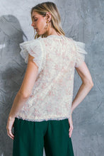 Load image into Gallery viewer, Cynthia Applique Ruffled Short Sleeve Statement Blouse - Cream Multi
