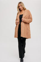 Load image into Gallery viewer, Saxon Long Sleeve Soft Fuzzy Drape Front Cardigan - Camel
