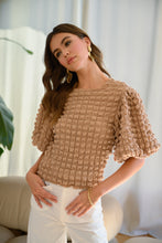 Load image into Gallery viewer, Colette Square Puff Texture Fabric Balloon Sleeve Cropped Blouse - Tan
