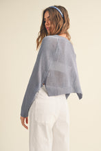 Load image into Gallery viewer, Aimée Lightweight Long Sleeve Crochet Cropped Open Cardigan - Blue
