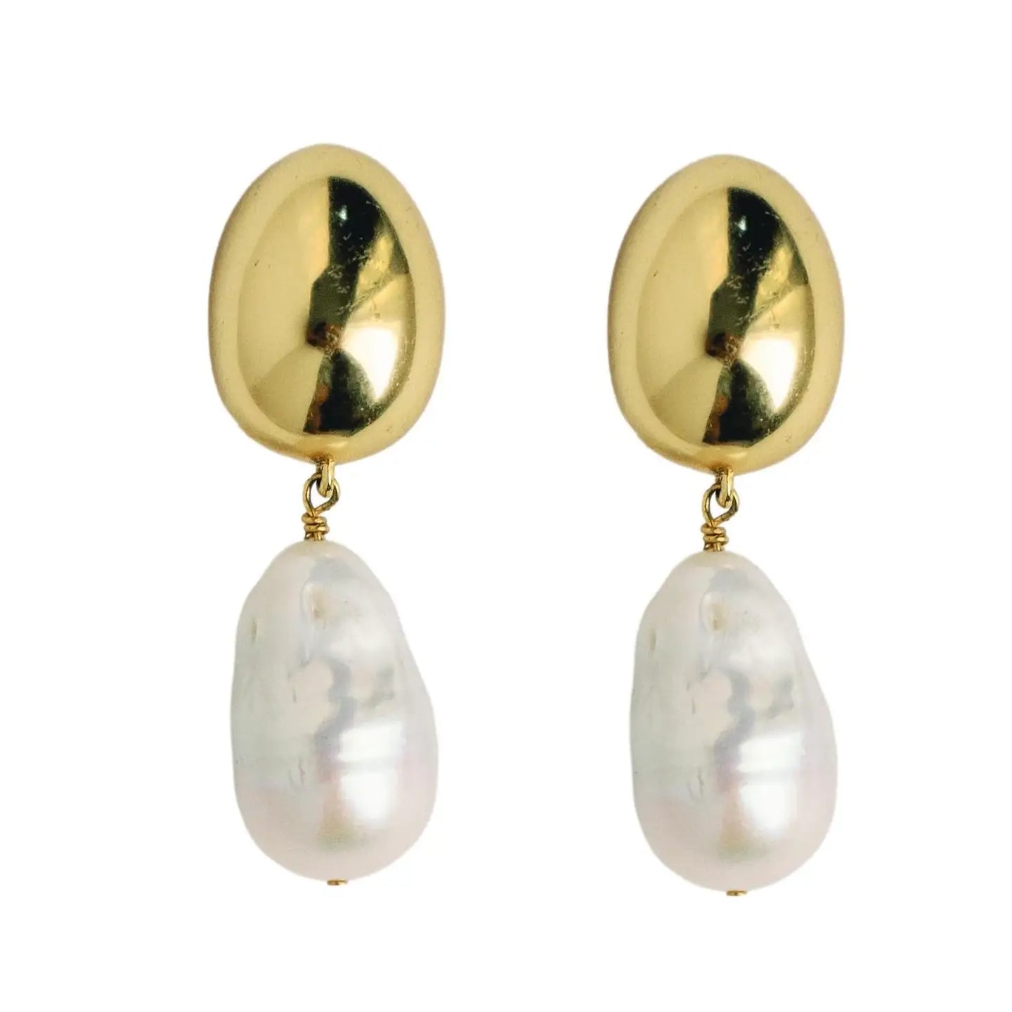 Vintage Chunky Gold and Pearl Statement Drop Earrings - Gold Multi