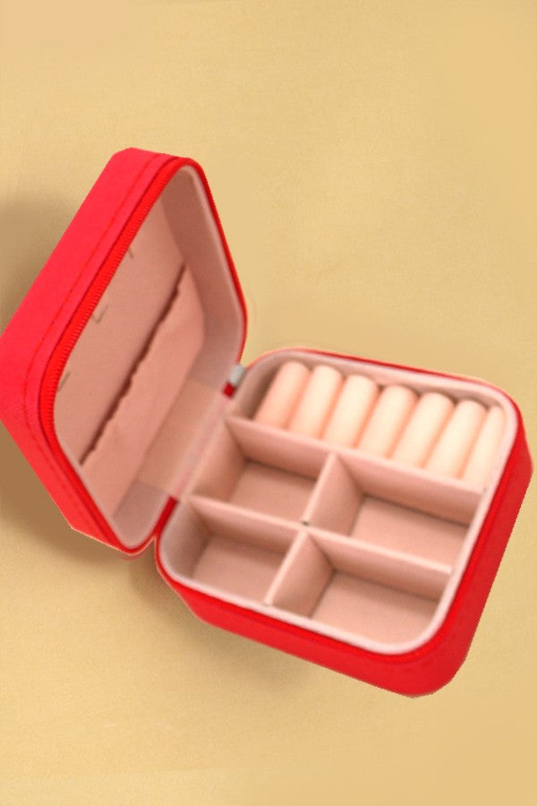 Travel Jewelry Box Organizer Case - Red