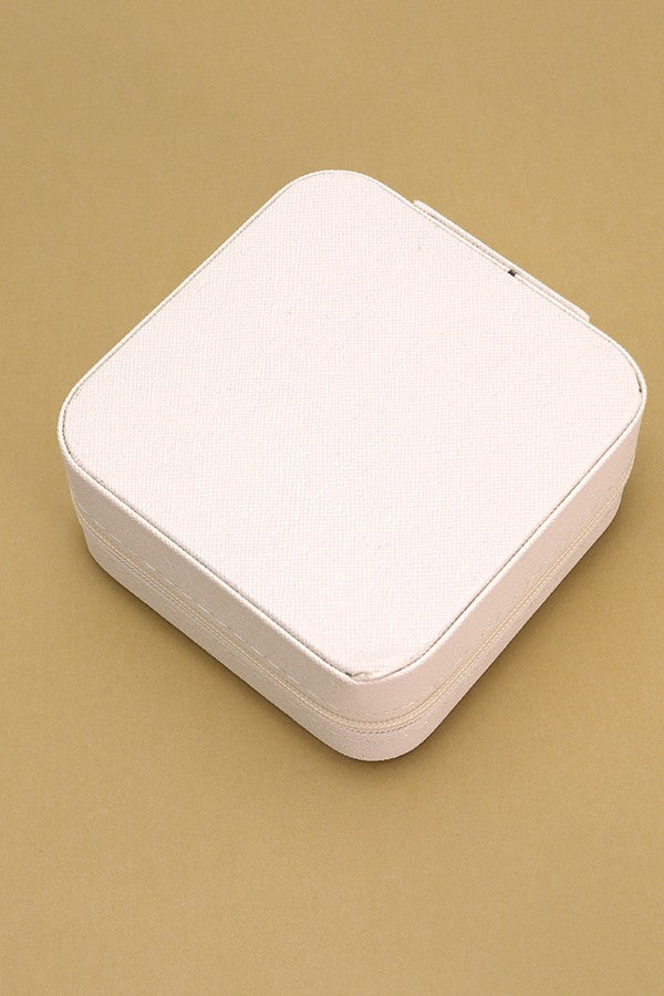 Travel Jewelry Box Organizer Case - Cream