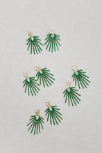 Load image into Gallery viewer, Hammered Gold Sunburst Drop Earrings - Olive Green
