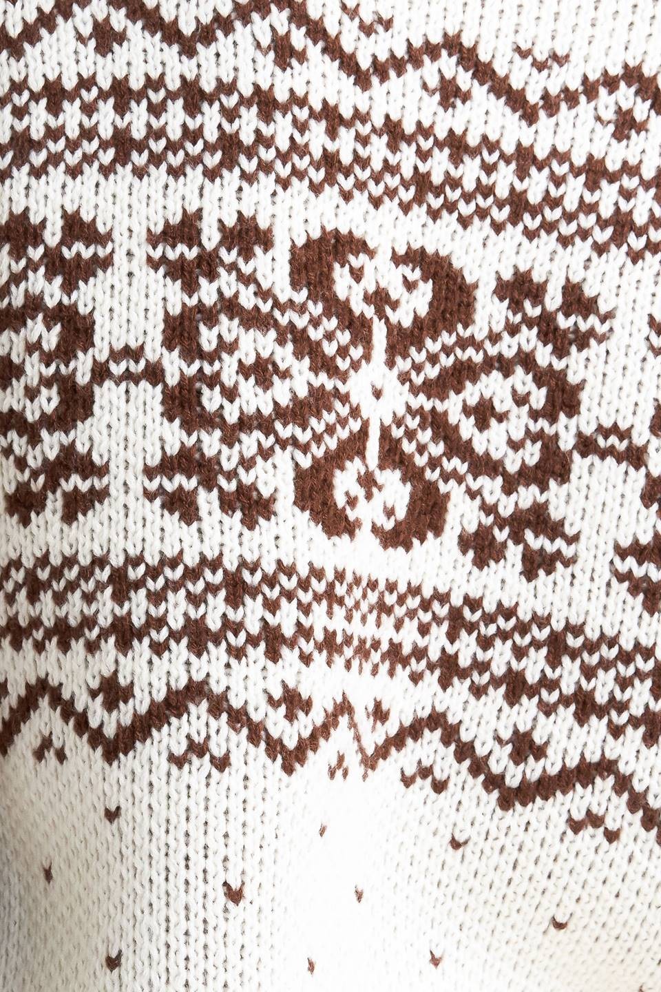 Baylie Fairisle Winter Print Long Sleeve Knit Sweater - Ivory Multi