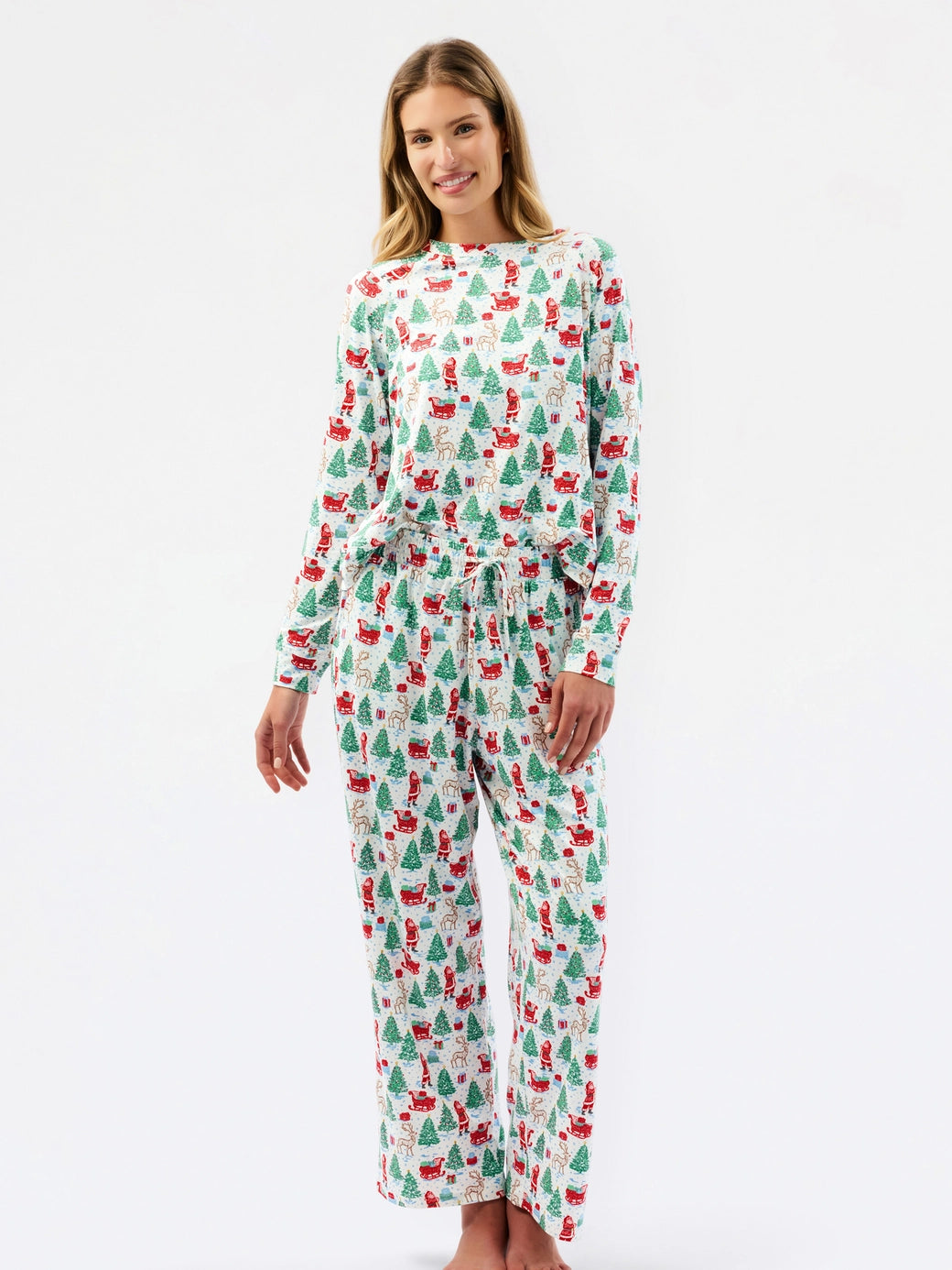 Tidings and Toile Annie Printed Long Sleeve Pant Pajama Set - Red Multi