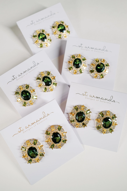 Olive and Canary Oval Luxe Statement Earrings