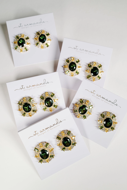 Olive and Canary Oval Luxe Statement Earrings