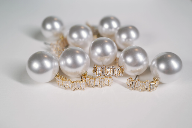 Crystal Baguette Pearl Drop Statement Earrings