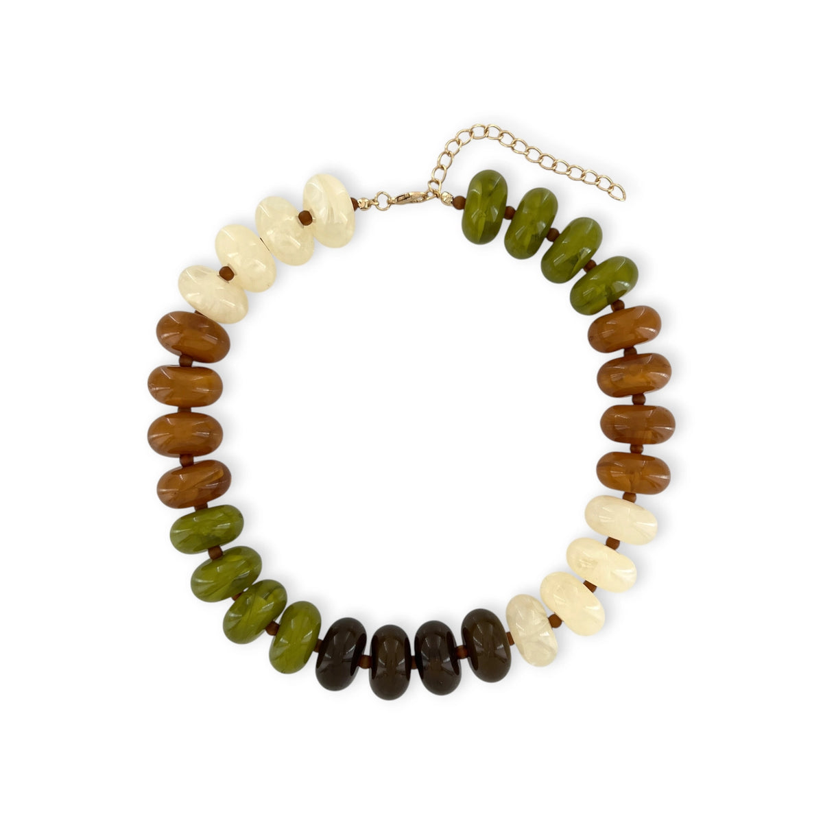 Chunky Candy Beaded Rondelle Necklace Multi Color Mix - Off White Multi