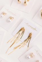 Load image into Gallery viewer, Skinny Gold Cascading Tassel Minimalist Statement Earrings - Gold
