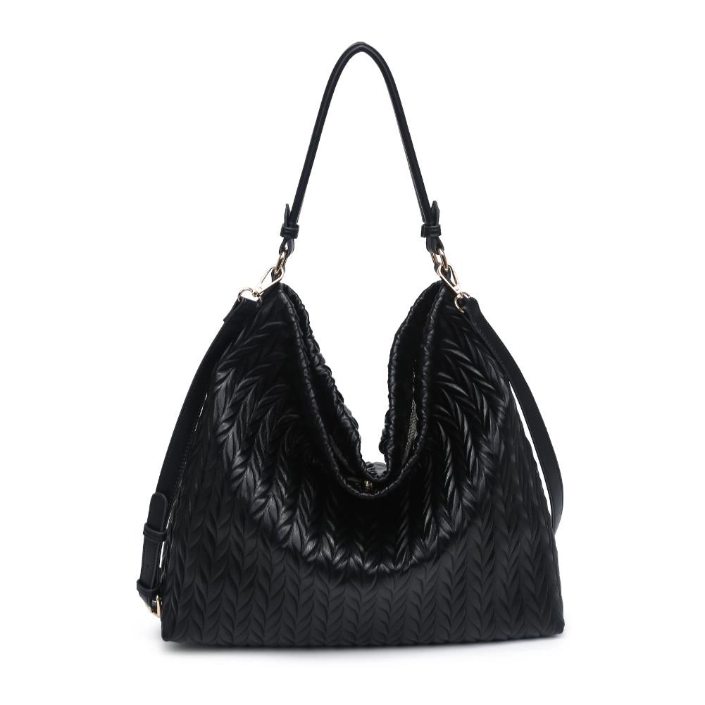 Harley Textured Vegan Leather Hobo Handbag - Black