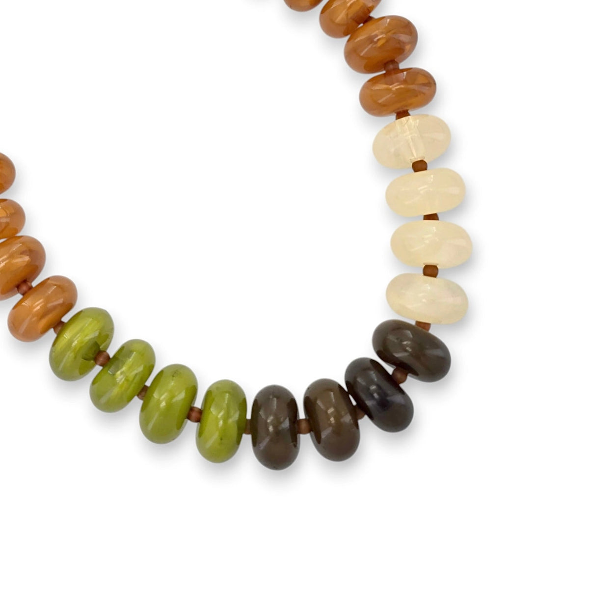 Chunky Candy Beaded Rondelle Necklace Multi Color Mix - Off White Multi
